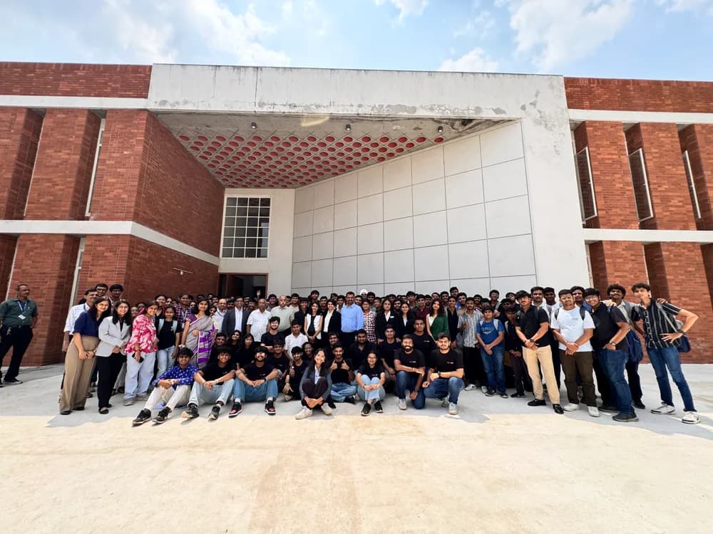 The full TEDxSVIT team and attendees gathered for a group photo outside the venue